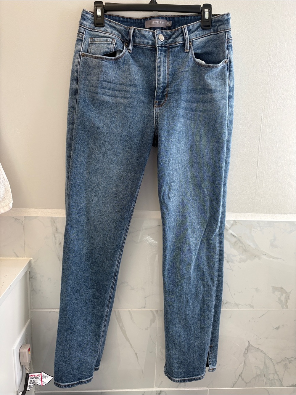 Just USA Straight-Leg Medium Blue Denim Jeans